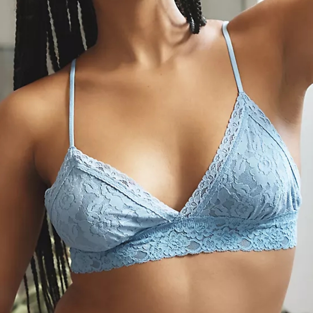 Anthropologie Lace Triangle Bralette in Vibrant Pink New Without Tags - Picture 3 of 10